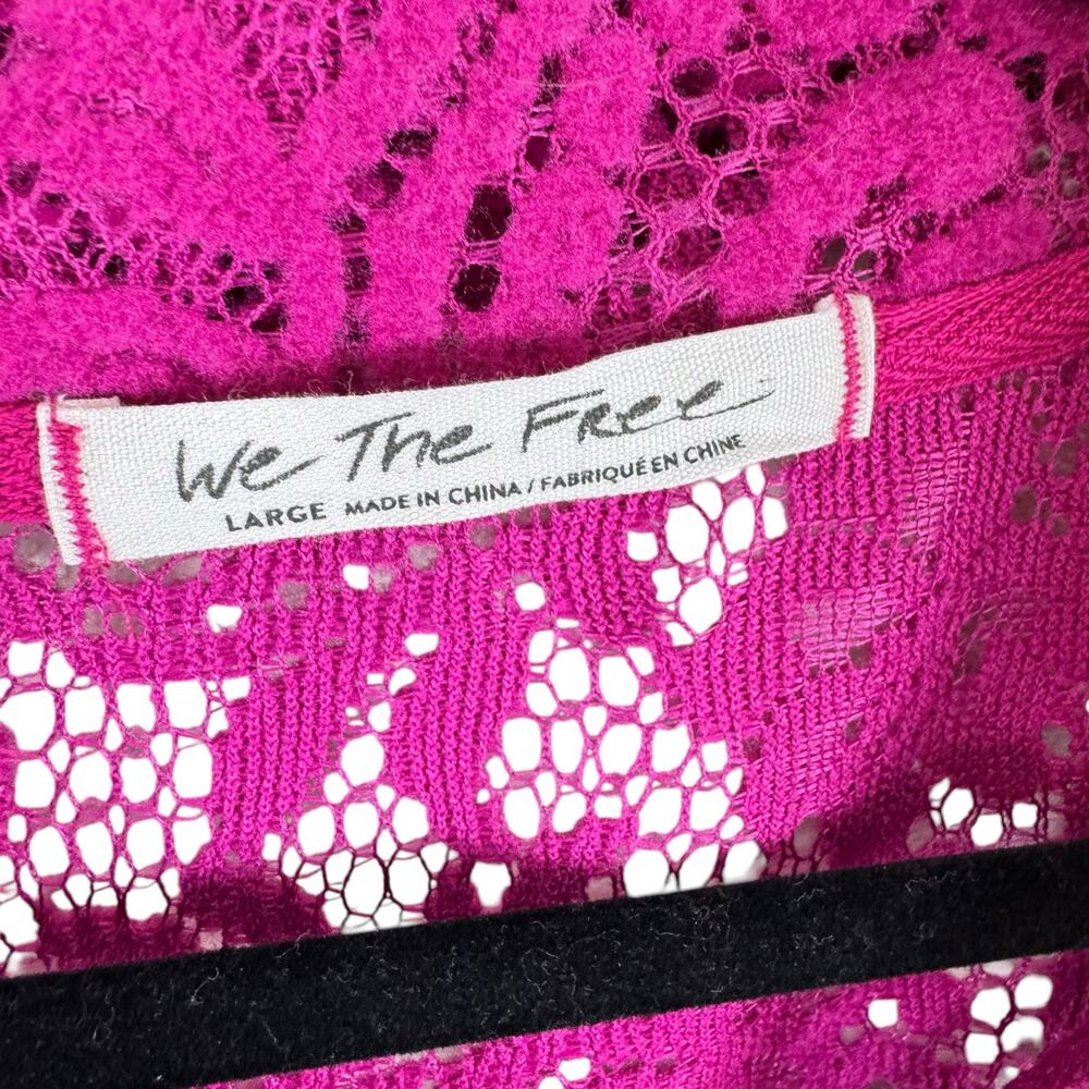 We The Free Ruby Lace Raspberry Shacket Jacket Button Up Oversized Size L - Picture 8 of 10
